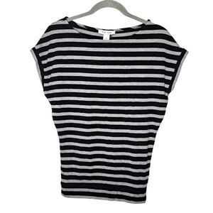 NEW White House Black Market Cap Sleeved Striped Top With Buttons Size XXS